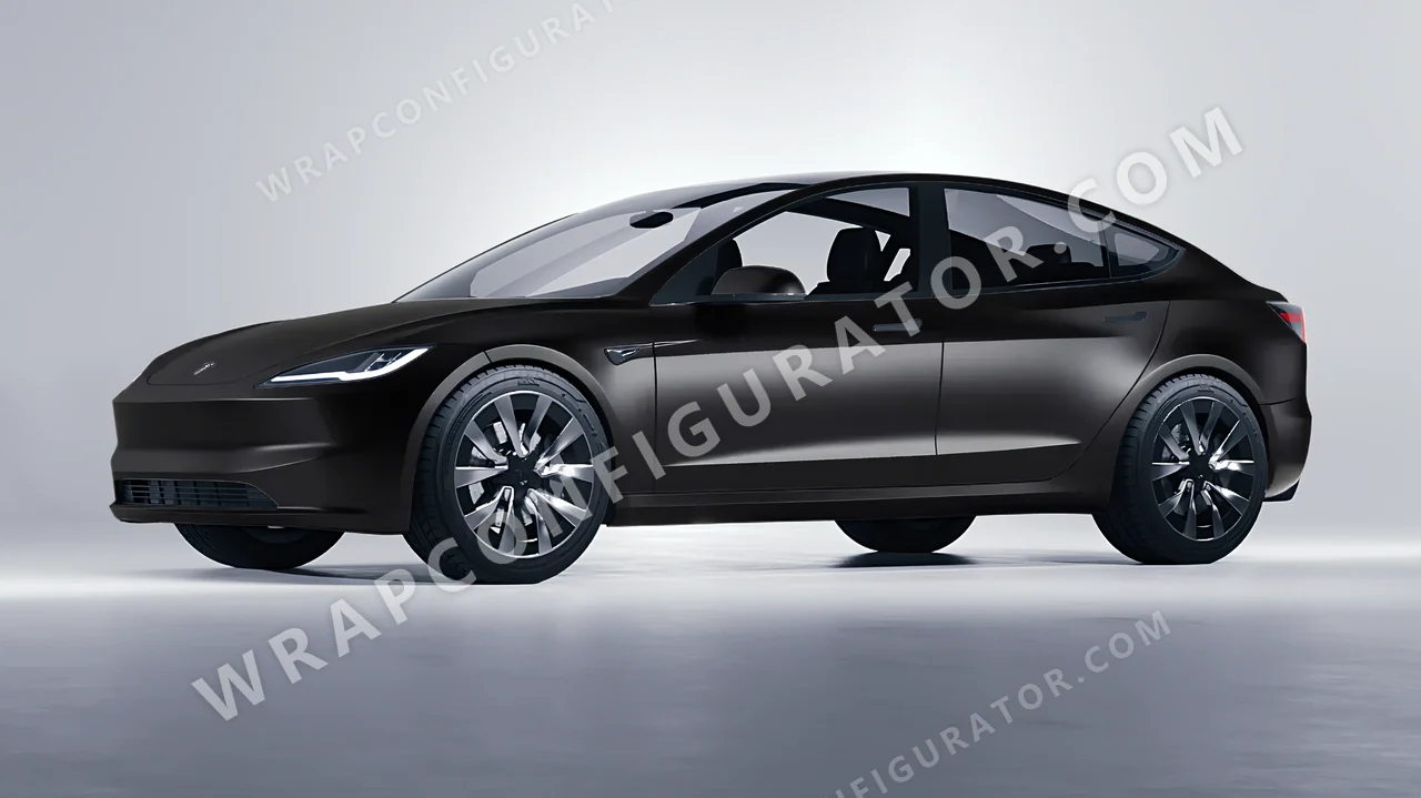 Black Tesla Model 3 2024 wrapped in ORACAL Black 970RA-070M