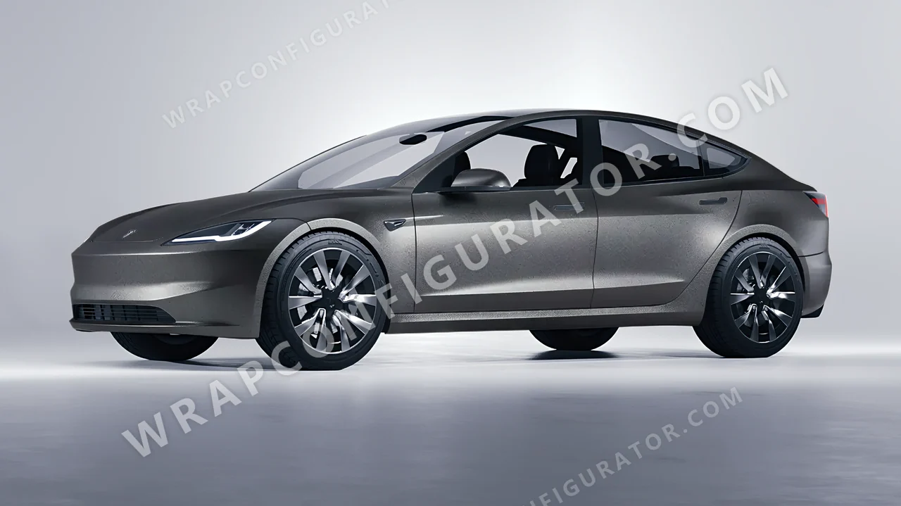 Black Tesla Model 3 2024 wrapped in ORACAL Graphite 970RA-932M