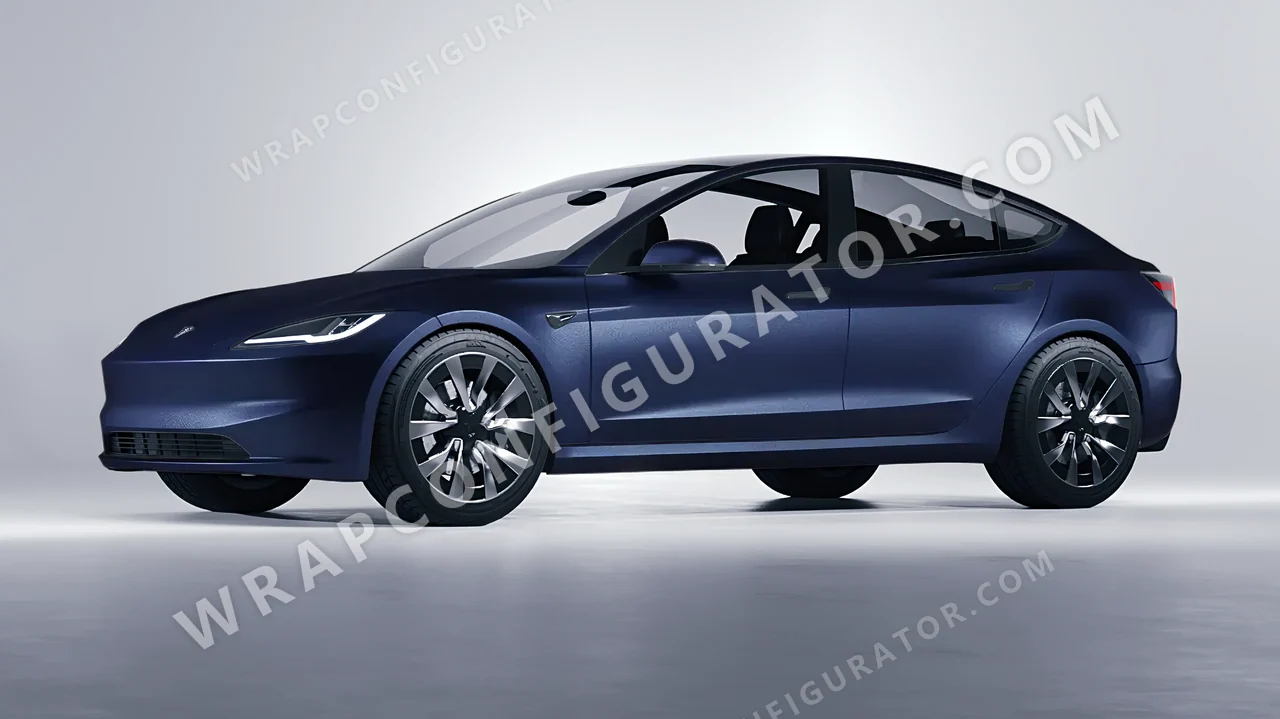 Black Tesla Model 3 2024 wrapped in ORACAL Moonlight 970RA-190M