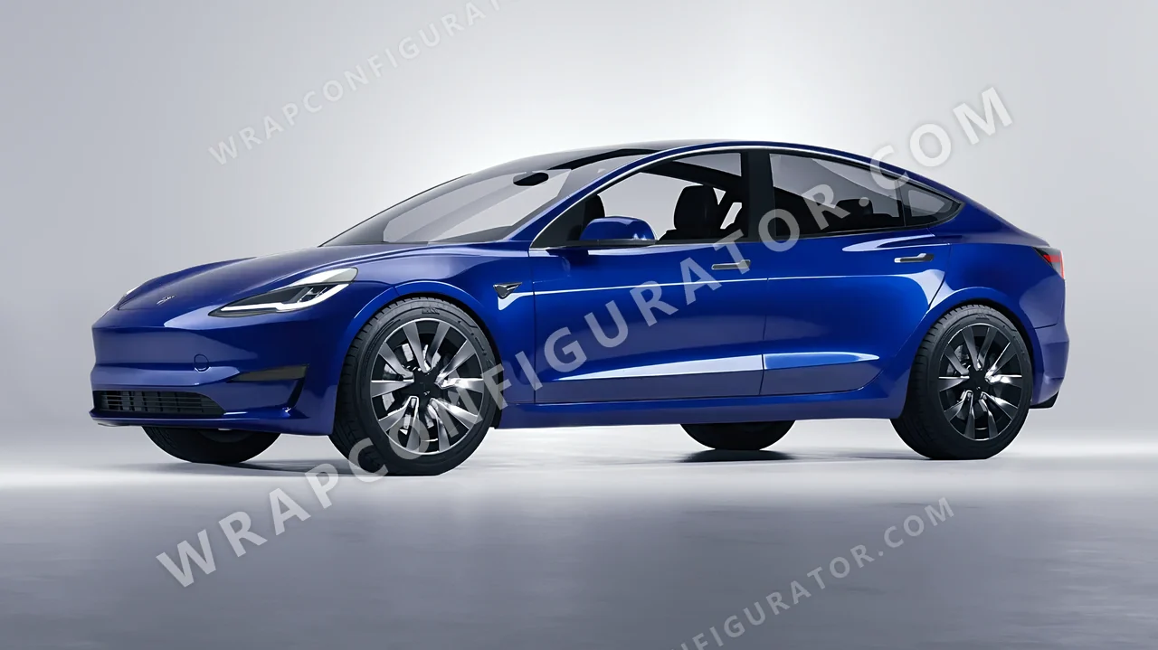 Blue Tesla Model 3 2024 wrapped in 3M Gloss Boat Blue G127