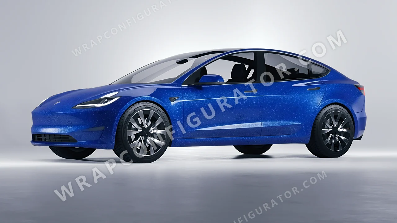 Blue Tesla Model 3 2024 wrapped in Avery Dennison Blue SW900-676-D