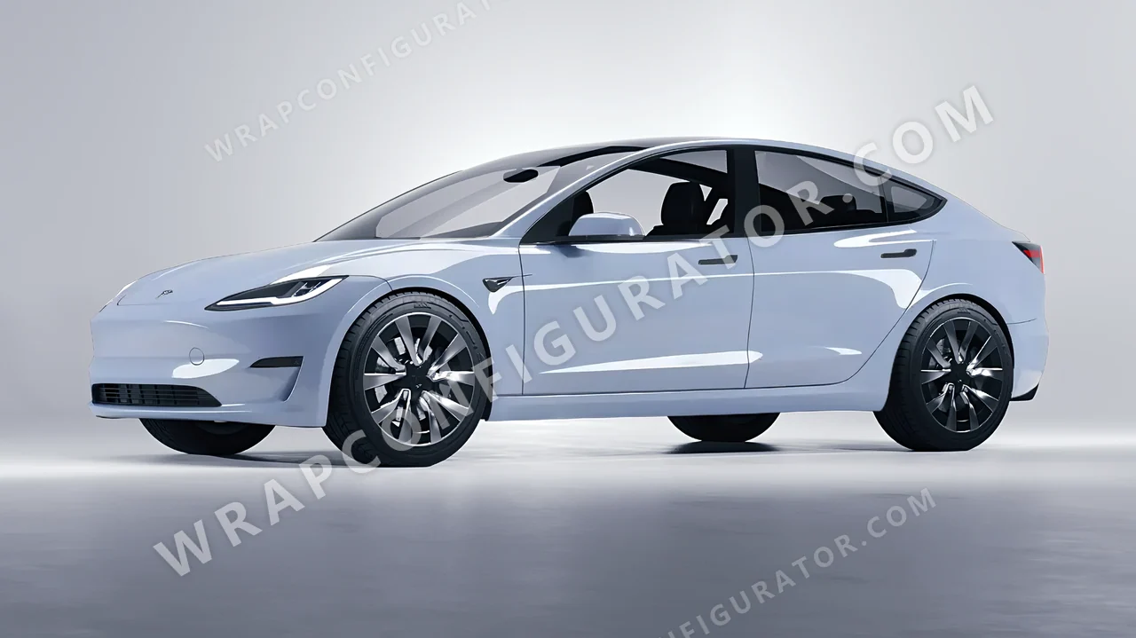 Blue Tesla Model 3 2024 wrapped in Avery Dennison Cloudy Blue SW900-656-O