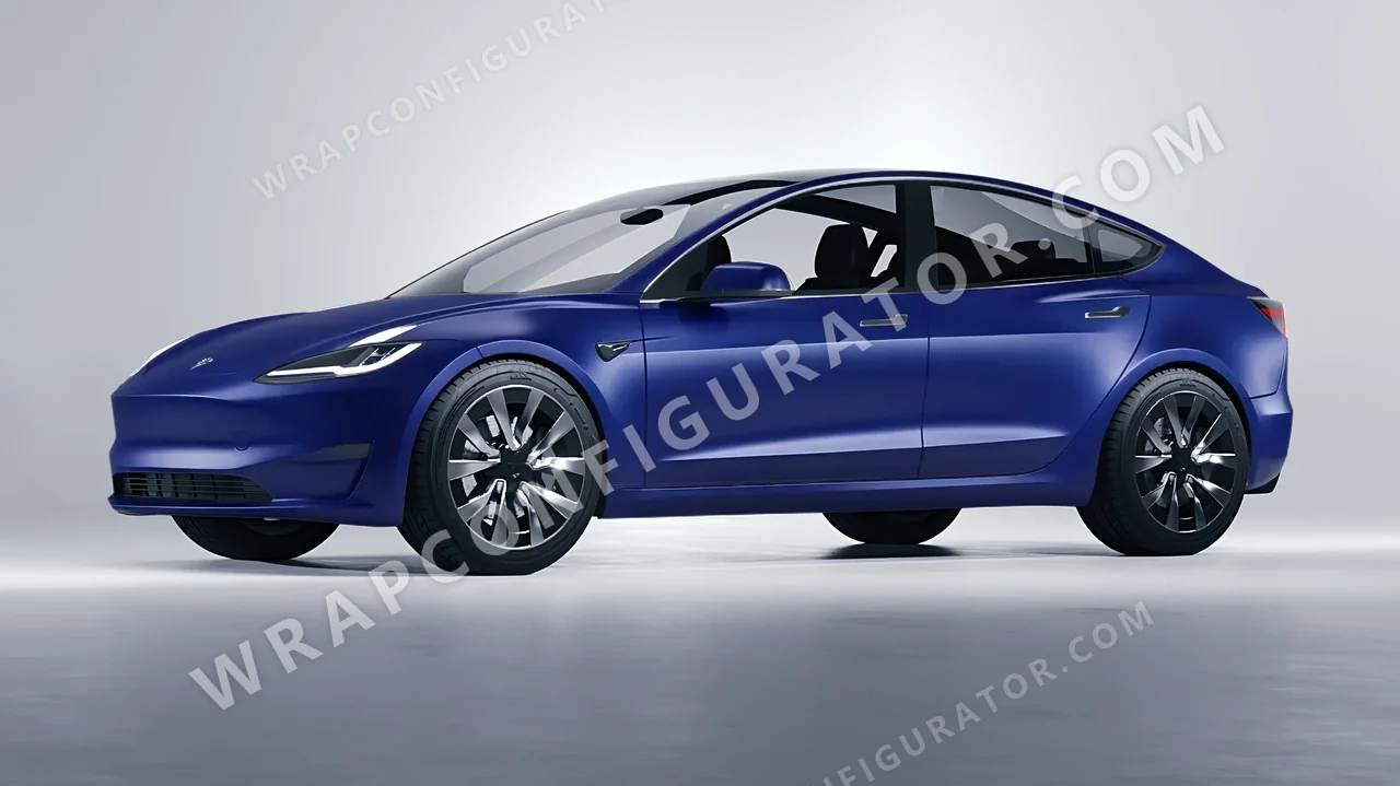 Blue Tesla Model 3 2024 wrapped in Avery Dennison Dark Blue SW900-682-O