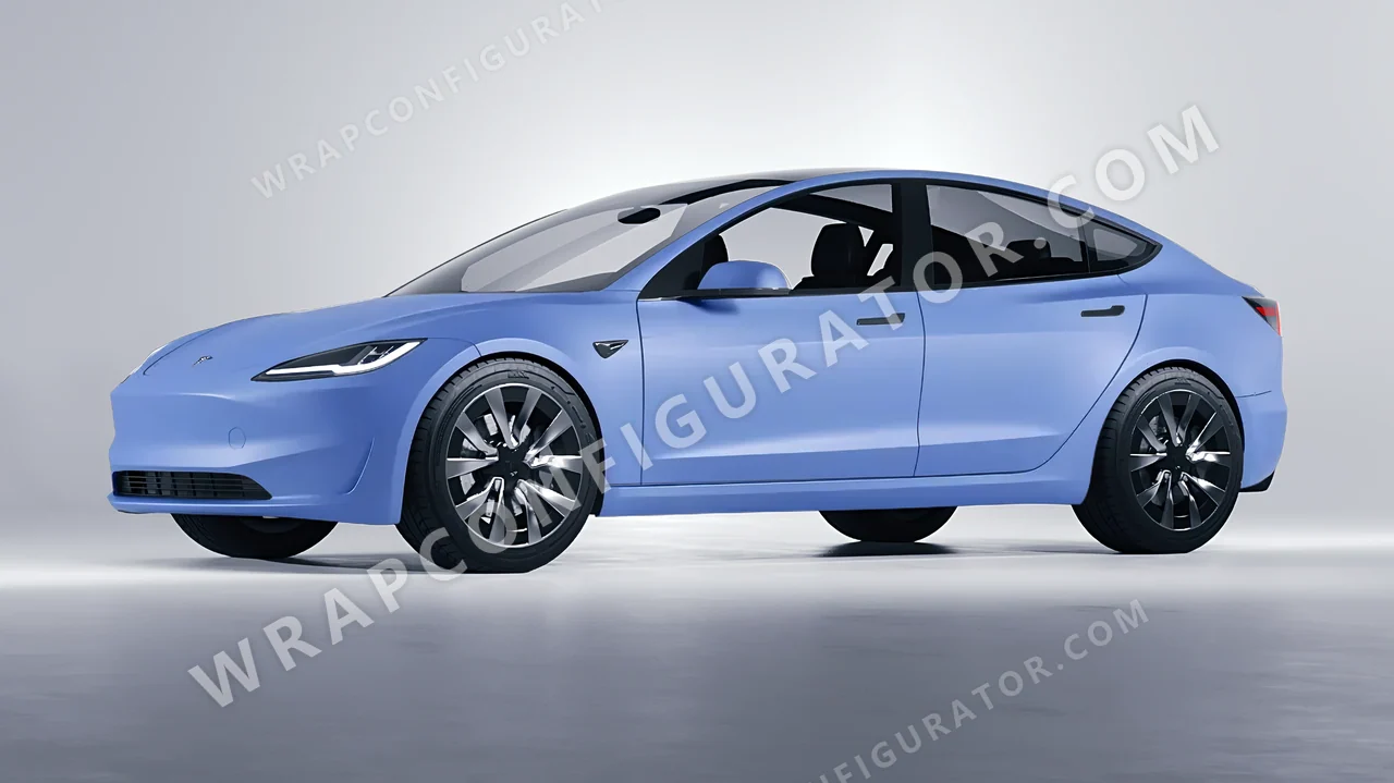 Blue Tesla Model 3 2024 wrapped in Avery Dennison Dreamline Blue SW900-616-O