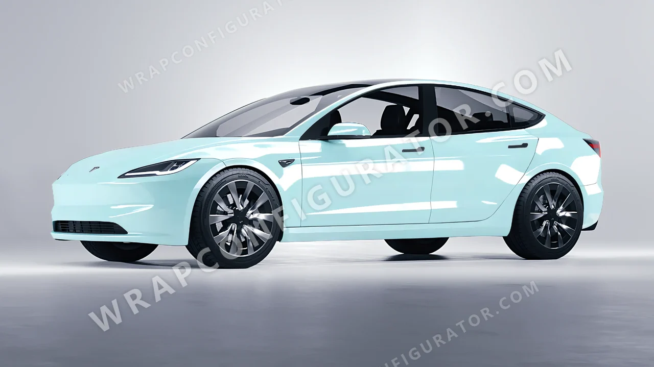 Blue Tesla Model 3 2024 wrapped in Colourshield PPF by HyperPro Baby Blue HGF29-P