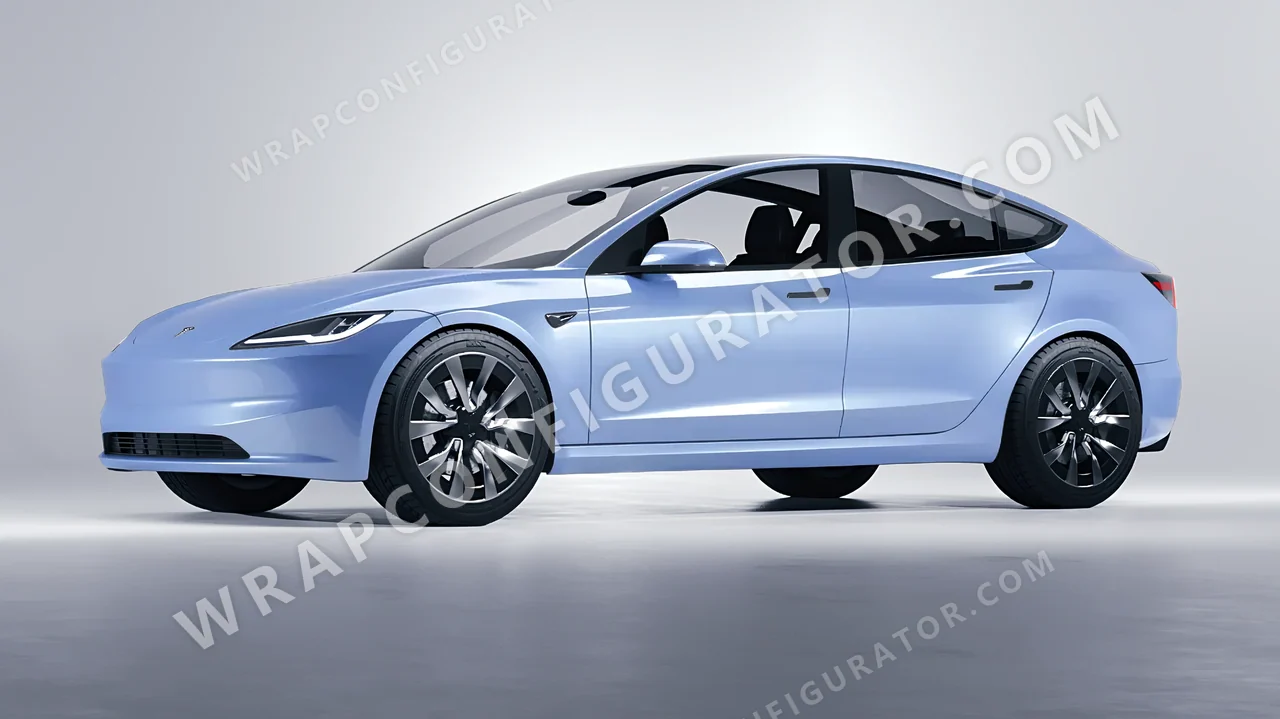 Blue Tesla Model 3 2024 wrapped in Colourshield PPF by HyperPro Baby Blue HGM67-P