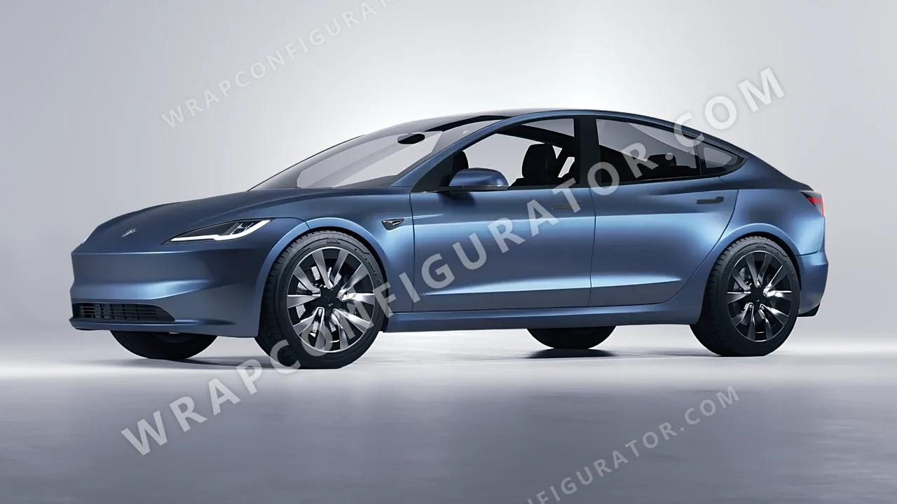 Blue Tesla Model 3 2024 wrapped in Colourshield PPF by HyperPro Dark Gray Blue MSF51-P