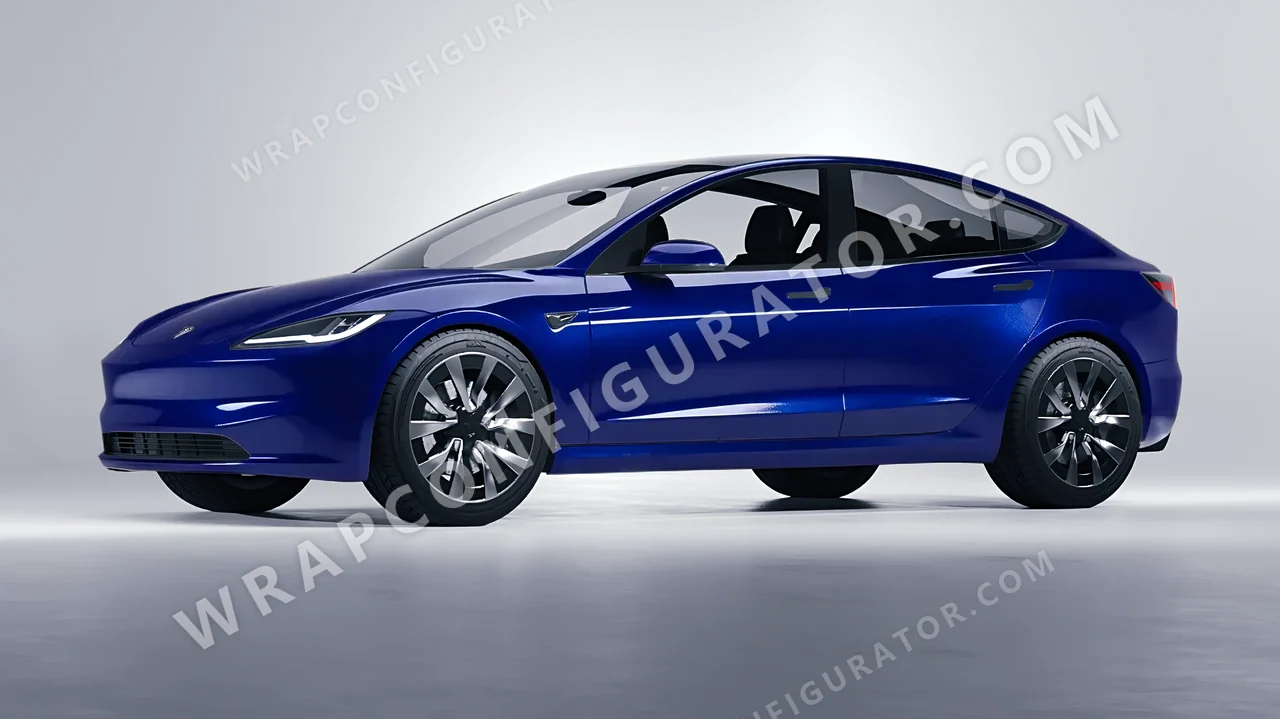 Blue Tesla Model 3 2024 wrapped in Colourshield PPF by HyperPro Deep Blue HGM72-P