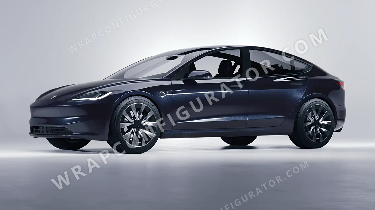 Blue Tesla Model 3 2024 wrapped in Colourshield PPF by HyperPro Gray/Blue GAF25-P