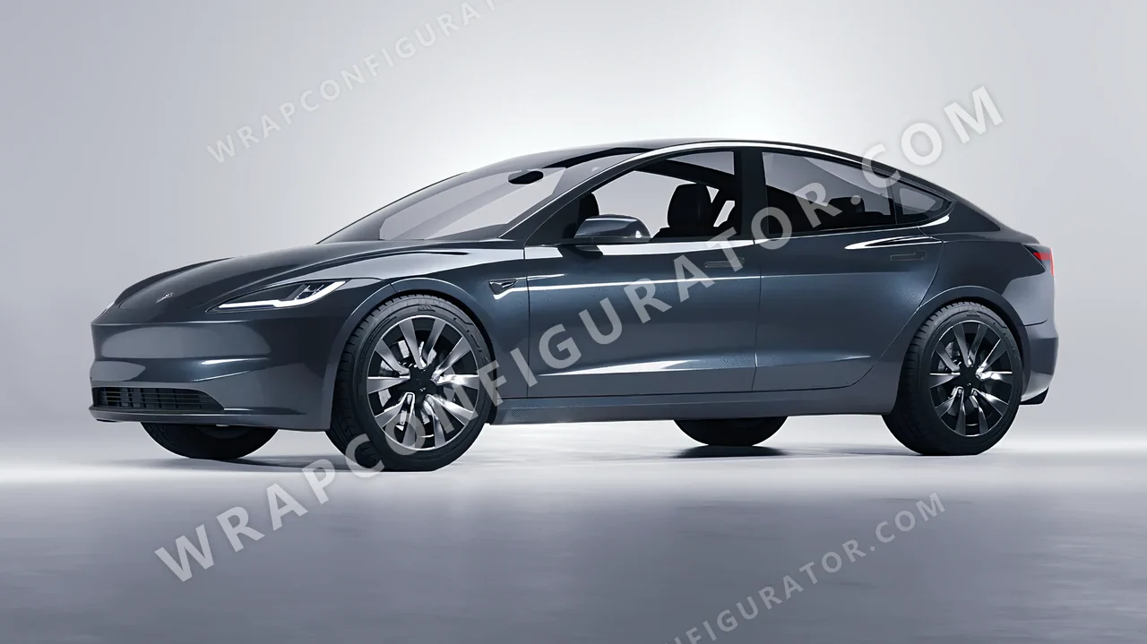Blue Tesla Model 3 2024 wrapped in Colourshield PPF by HyperPro Gray Blue GAF38-P