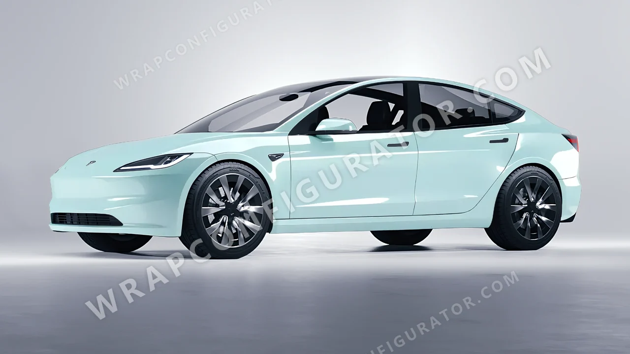 Blue Tesla Model 3 2024 wrapped in Colourshield PPF by HyperPro Ice Blue GAF49-P