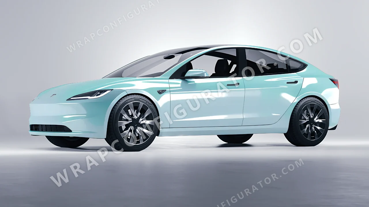 Blue Tesla Model 3 2024 wrapped in Colourshield PPF by HyperPro Light Blue HGF69-P