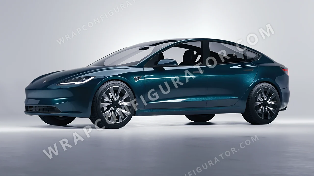 Blue Tesla Model 3 2024 wrapped in Colourshield PPF by HyperPro Peacock Blue GAF40-P
