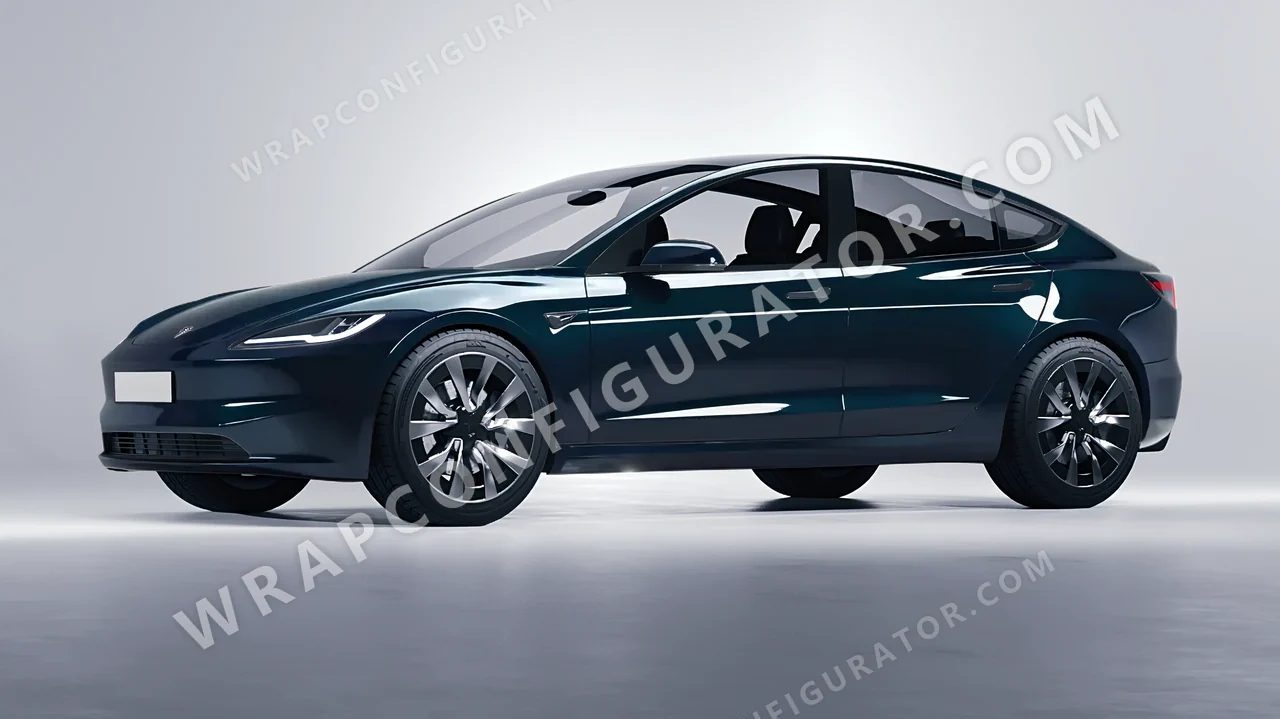 Blue Tesla Model 3 2024 wrapped in Colourshield PPF by HyperPro Petrol Blue HGF108-P