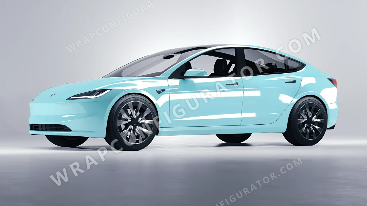 Blue Tesla Model 3 2024 wrapped in Colourshield PPF by HyperPro Sea Blue HGF04-P