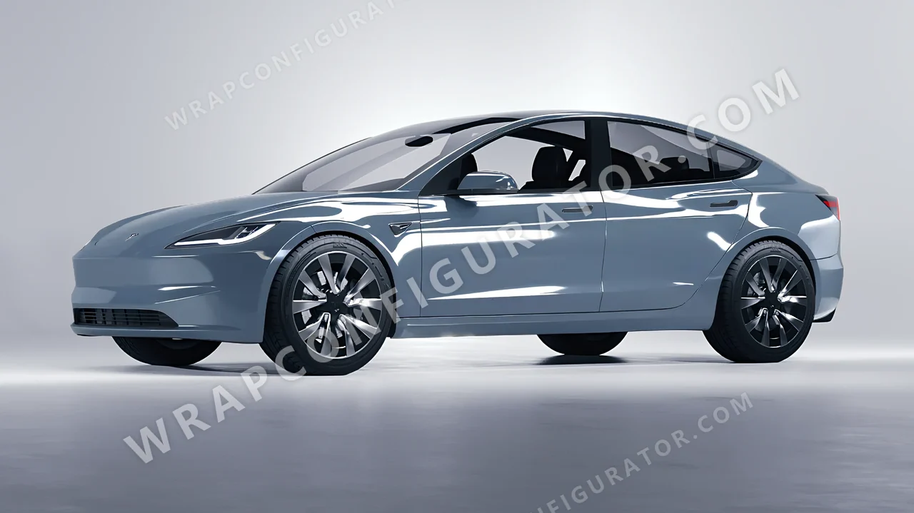 Blue Tesla Model 3 2024 wrapped in Colourshield PPF by HyperPro Smoky Blue HGF24-P