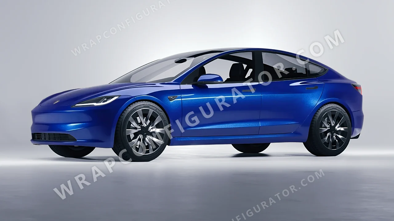 Blue Tesla Model 3 2024 wrapped in Inozetek Dynamic PPF Blue Raspberry DPPF914