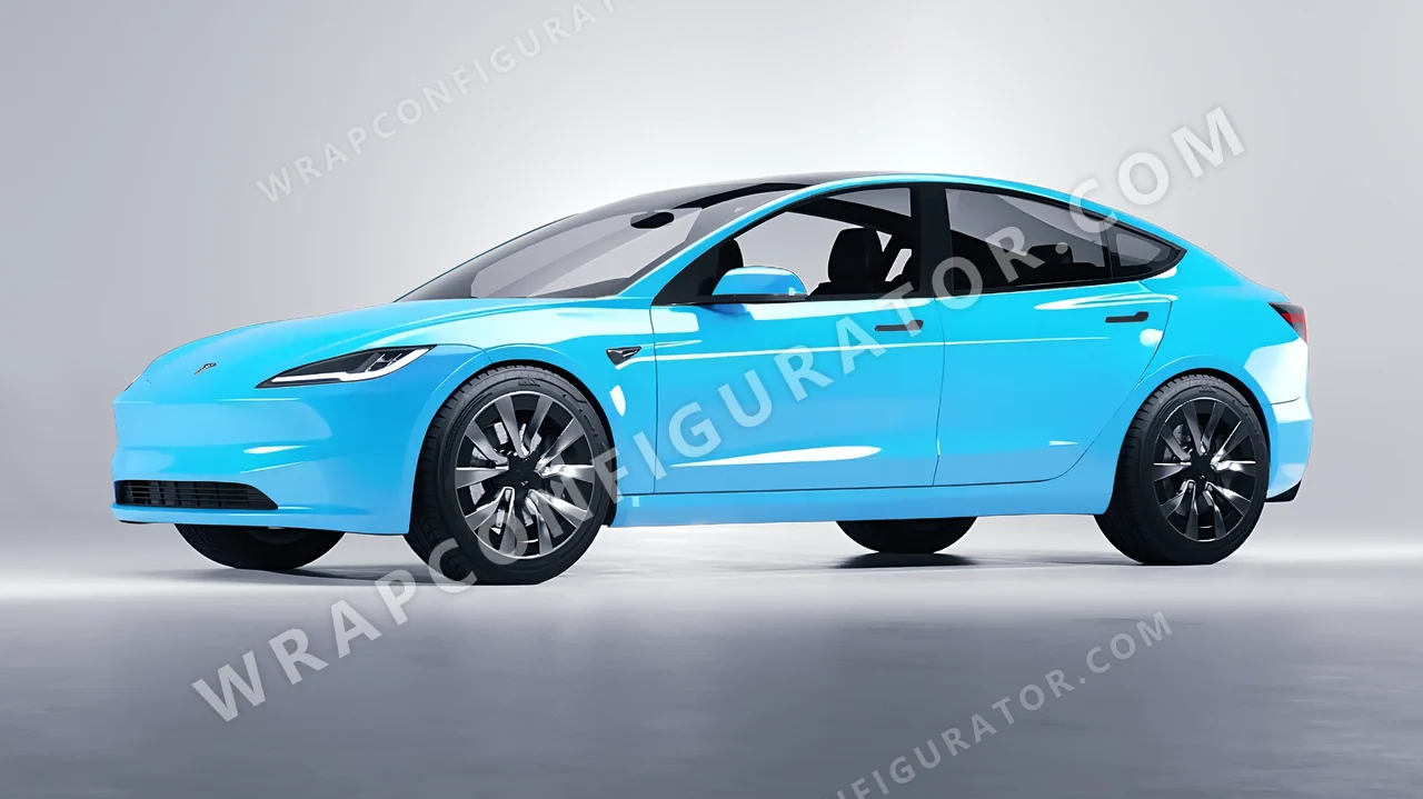 Blue Tesla Model 3 2024 wrapped in Inozetek Dynamic PPF Coastal Blue DPPF913
