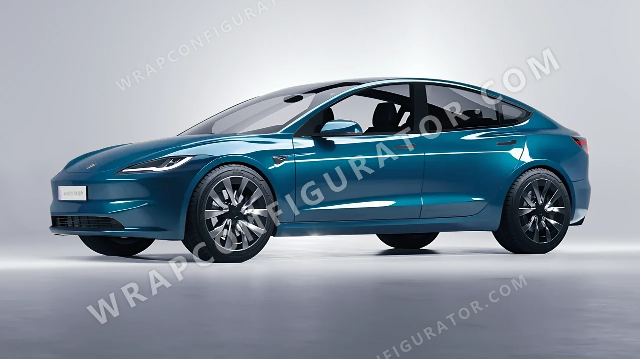 Blue Tesla Model 3 2024 wrapped in Inozetek Dynamic PPF Empire Blue EMC101