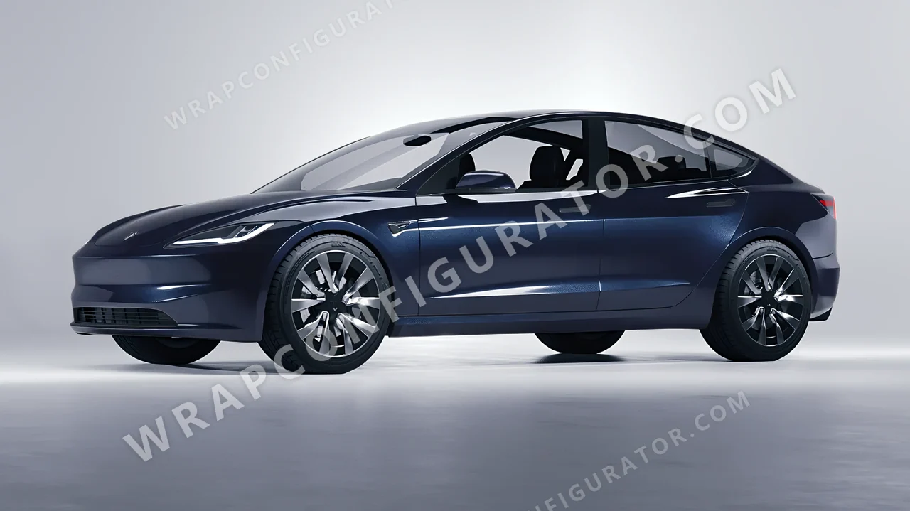 Blue Tesla Model 3 2024 wrapped in Inozetek Dynamic PPF Graphite Blue DPPF922