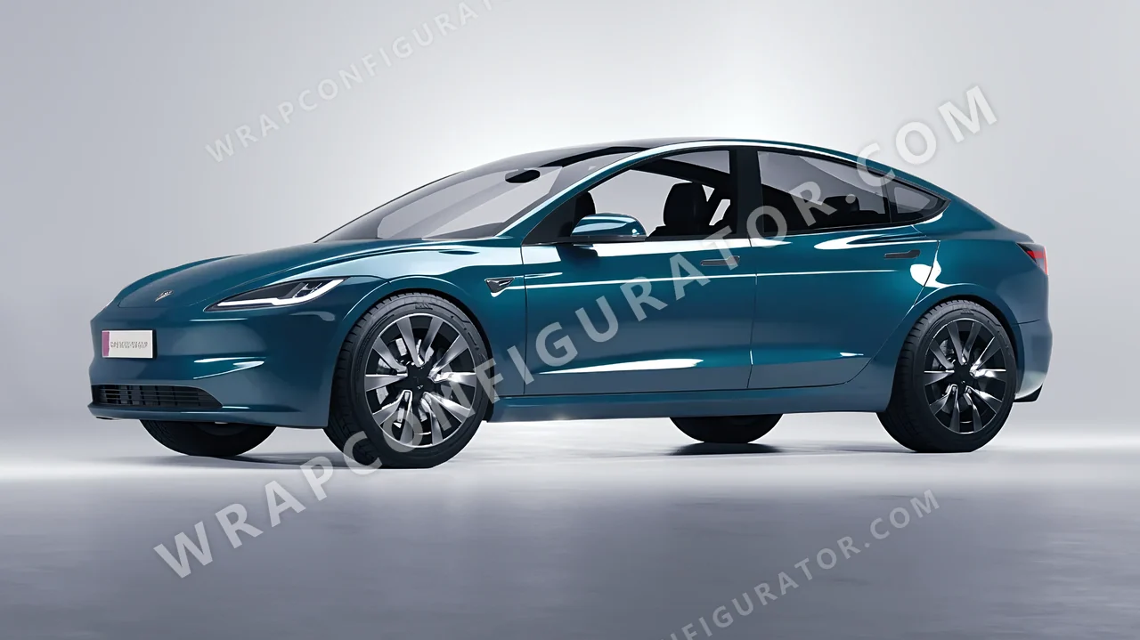 Blue Tesla Model 3 2024 wrapped in Inozetek Dynamic PPF Petrol Blue DPPF705
