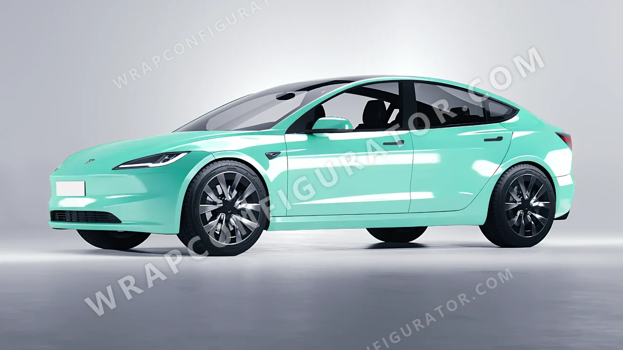 Blue Tesla Model 3 2024 wrapped in Inozetek Dynamic PPF Tiffany Blue DPPF935