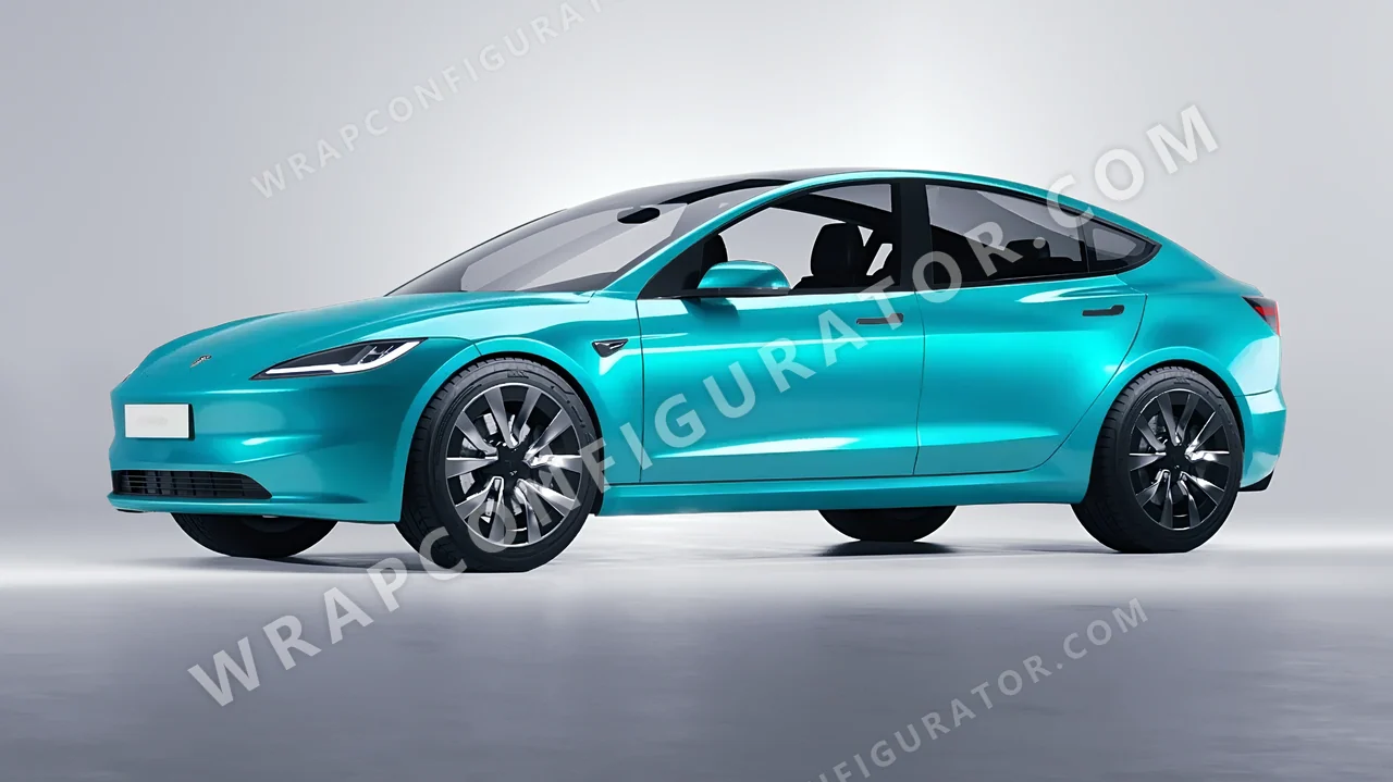 Blue Tesla Model 3 2024 wrapped in Inozetek Dynamic PPF Turquoise Blue DPPF936