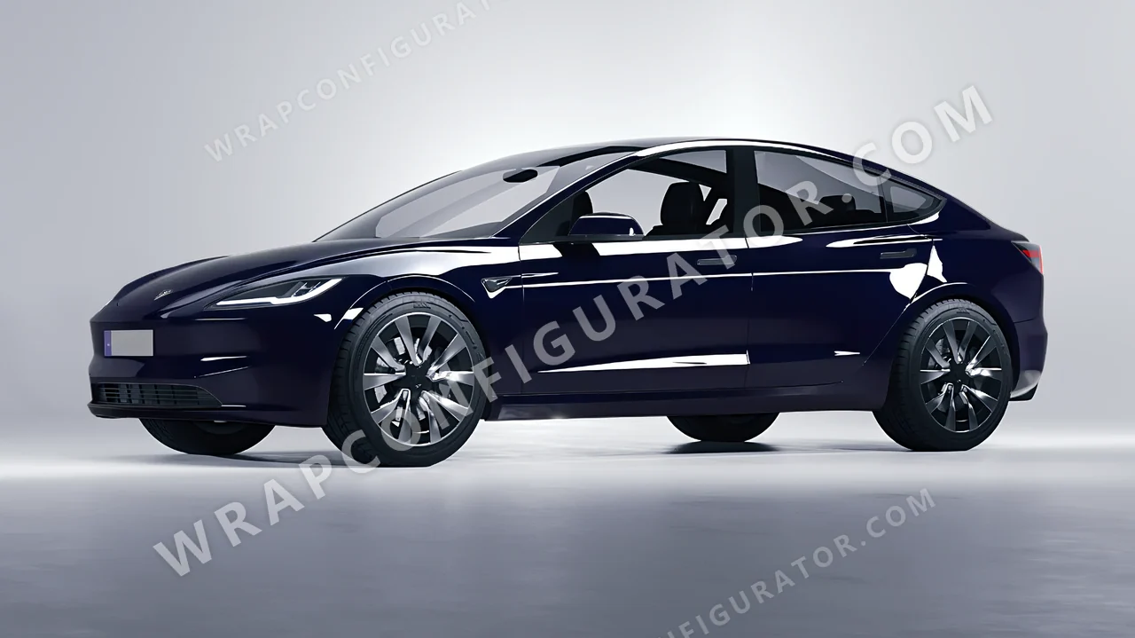 Blue Tesla Model 3 2024 wrapped in ORACAL Gt3 Blue 970RA-111G