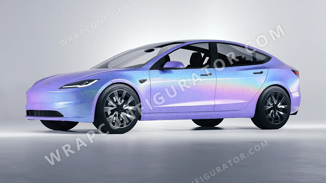 Blue Tesla Model 3 2024 wrapped in ORACAL Intergalactic Blue 970RA-155G