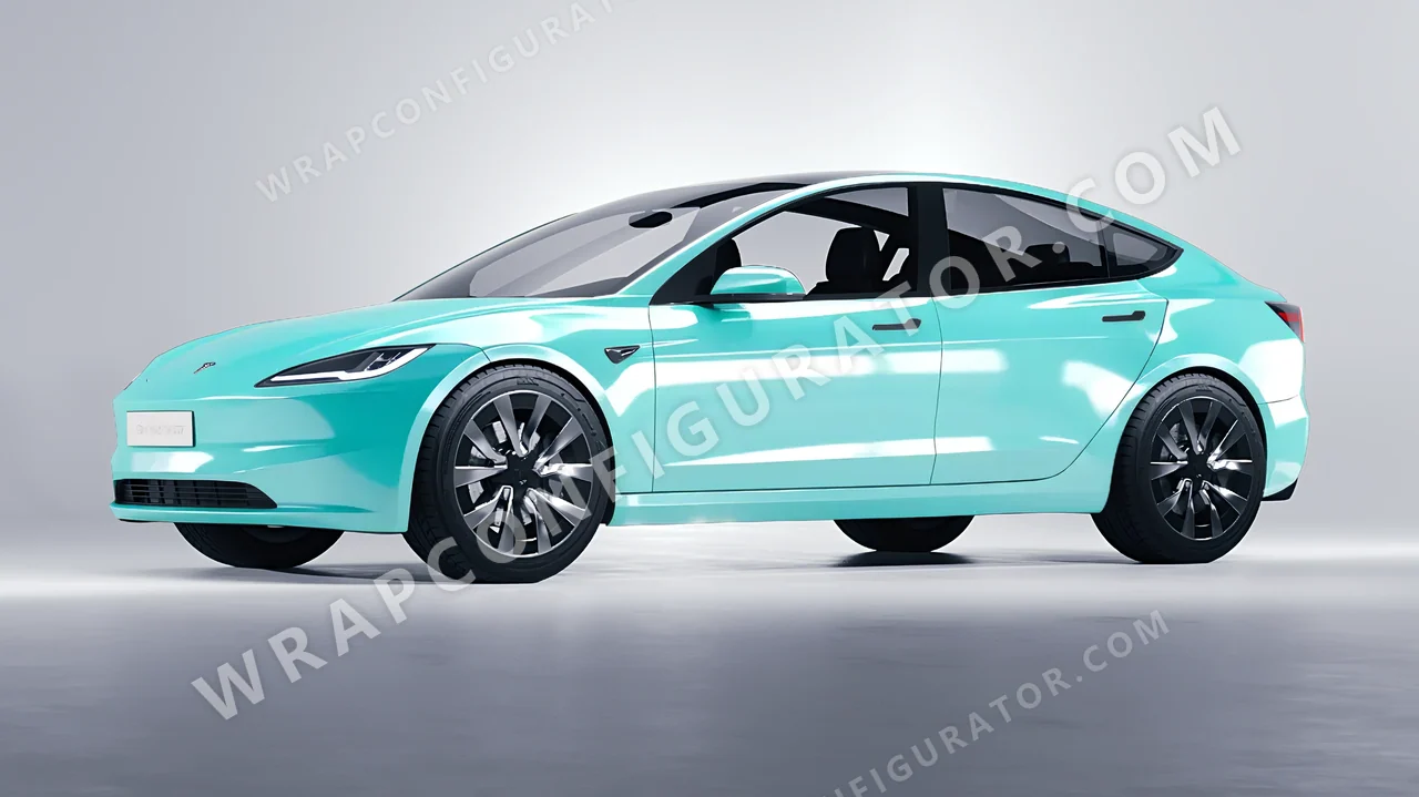 Blue Tesla Model 3 2024 wrapped in ORACAL Mint 970RA-055G