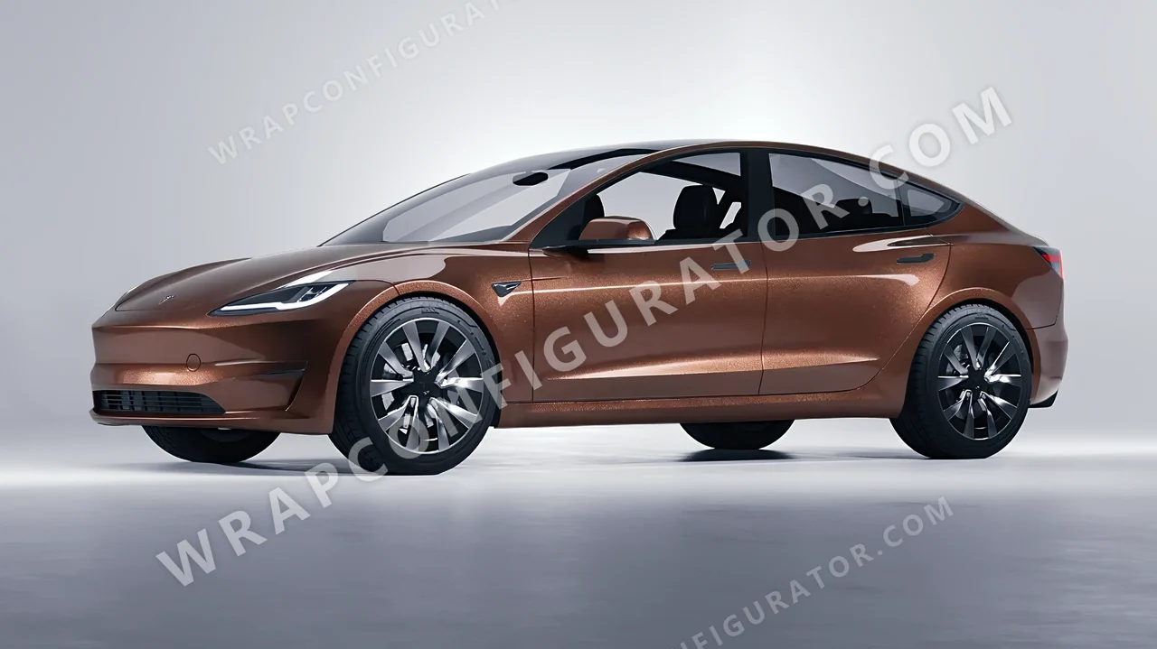 Brown Tesla Model 3 2024 wrapped in Avery Dennison Brown SW900-929-M