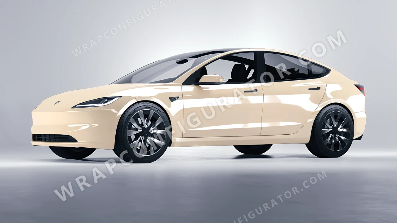 Brown Tesla Model 3 2024 wrapped in Colourshield PPF by HyperPro Khaki HGF45-P
