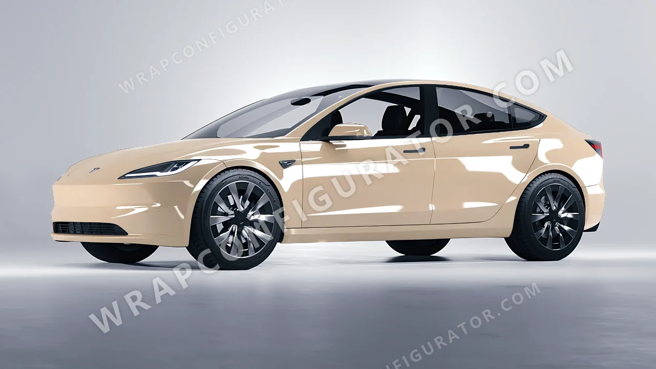 Brown Tesla Model 3 2024 wrapped in Colourshield PPF by HyperPro Khakis HGF26-P