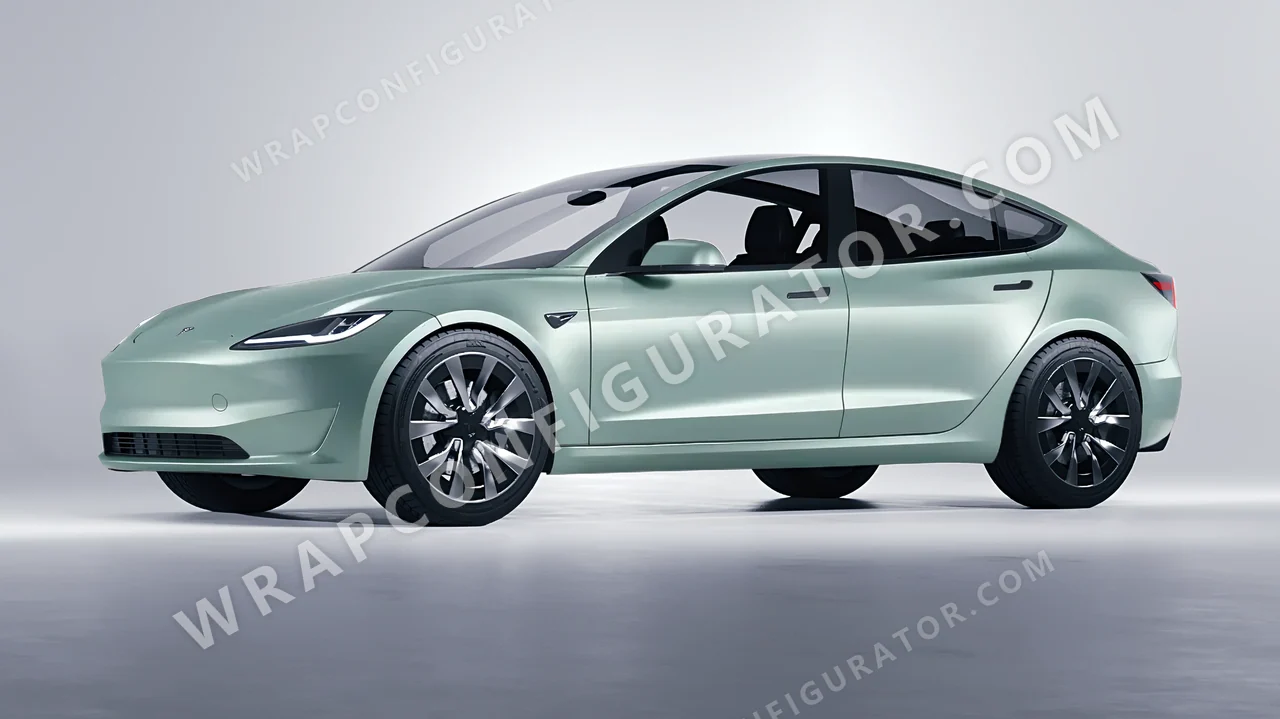 Green Tesla Model 3 2024 wrapped in Avery Dennison Jade SW900-702-O