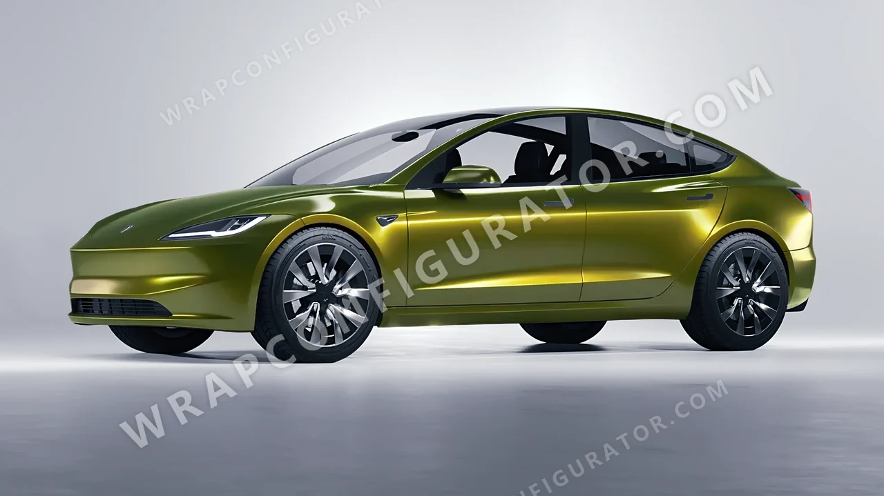 Green Tesla Model 3 2024 wrapped in Colourshield PPF by HyperPro Ghost Green MSF14G-P