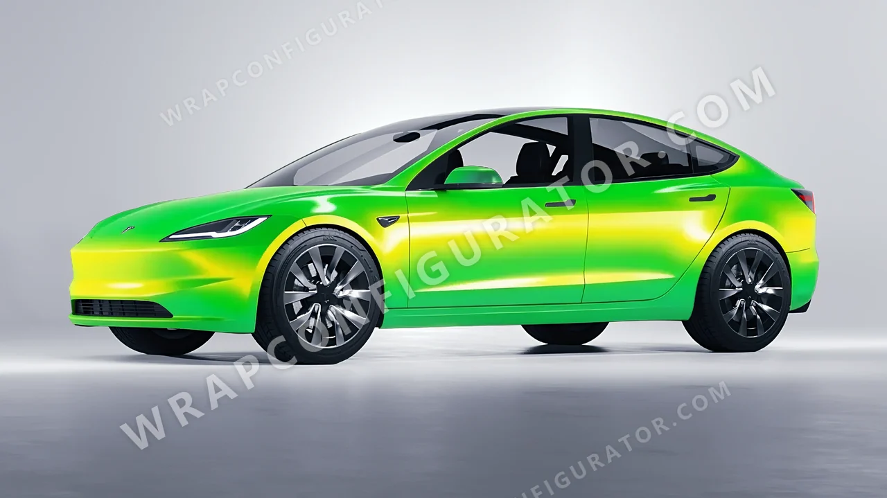 Green Tesla Model 3 2024 wrapped in Colourshield PPF by HyperPro Green GSF02-P