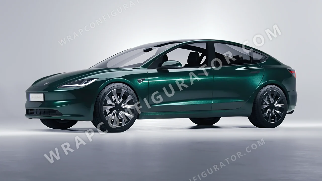 Green Tesla Model 3 2024 wrapped in Colourshield PPF by HyperPro Green HGM59-P