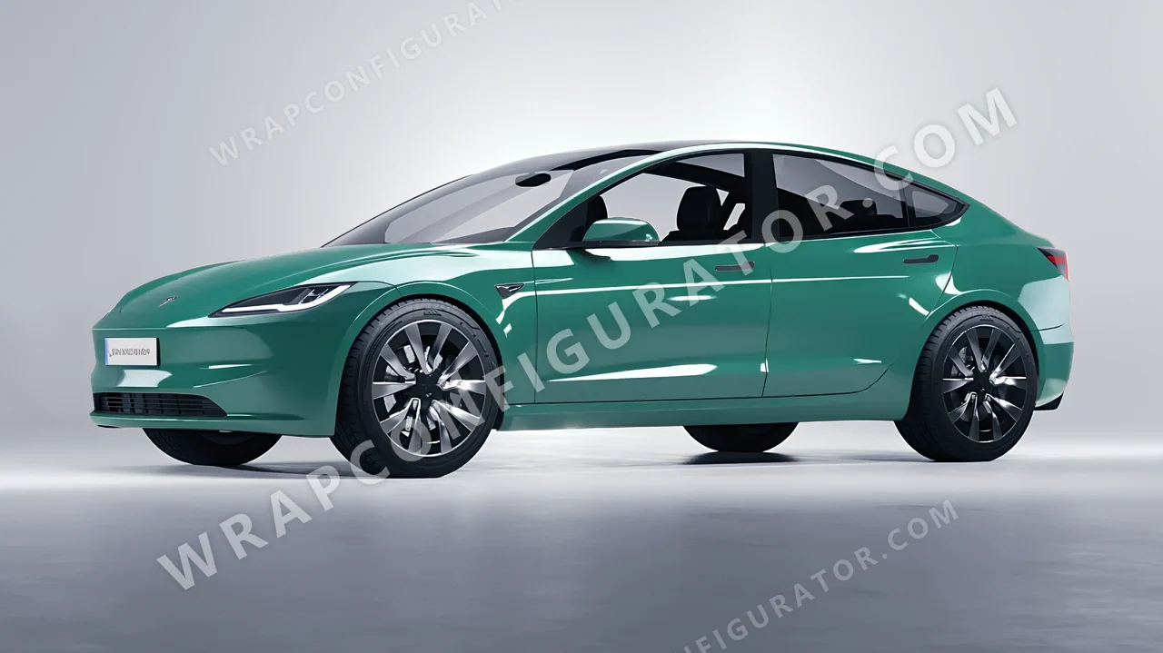 Green Tesla Model 3 2024 wrapped in Colourshield PPF by HyperPro Jade Green HGF93-P