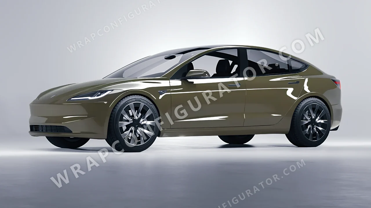 Green Tesla Model 3 2024 wrapped in Colourshield PPF by HyperPro Laurel Green HGF28-P