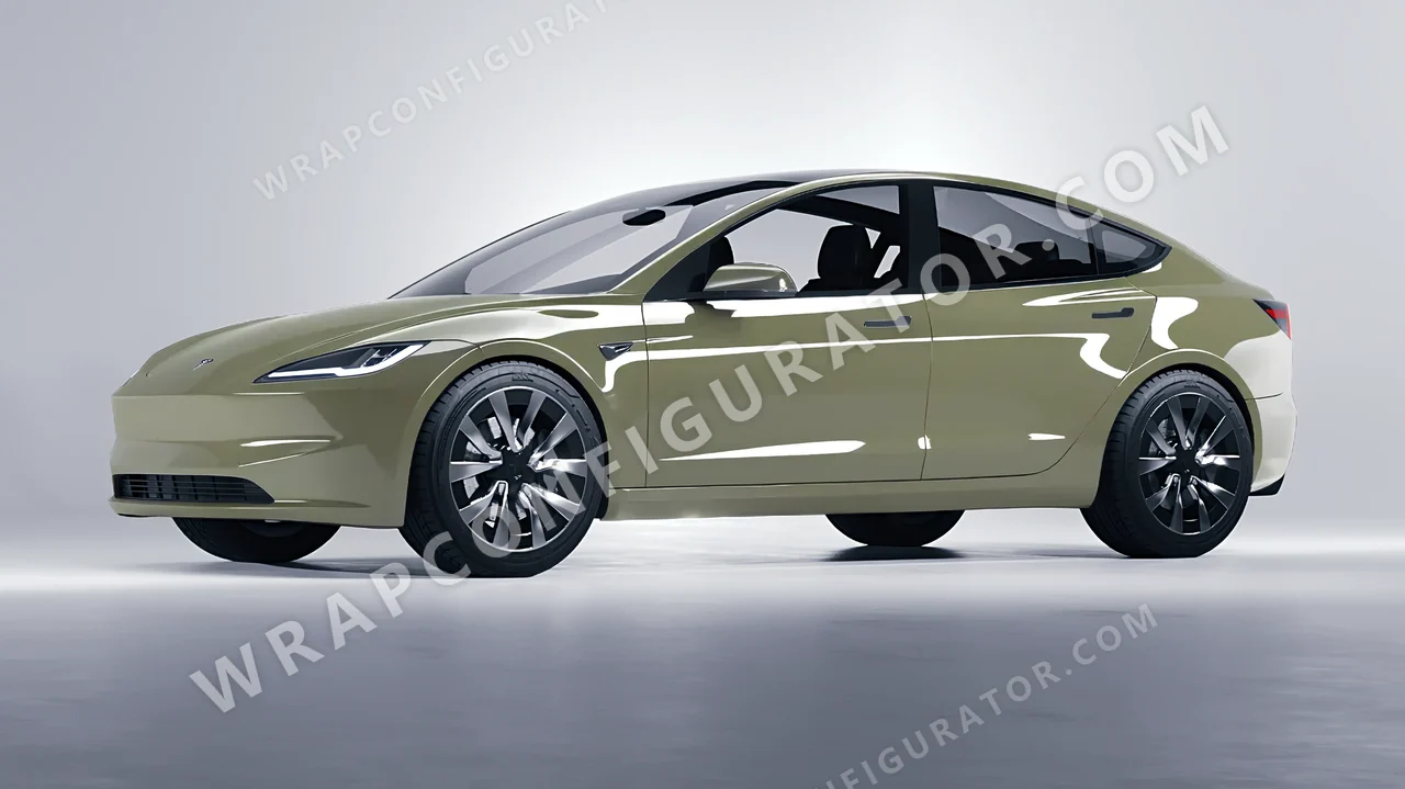 Green Tesla Model 3 2024 wrapped in Colourshield PPF by HyperPro Light Green HGF19-P