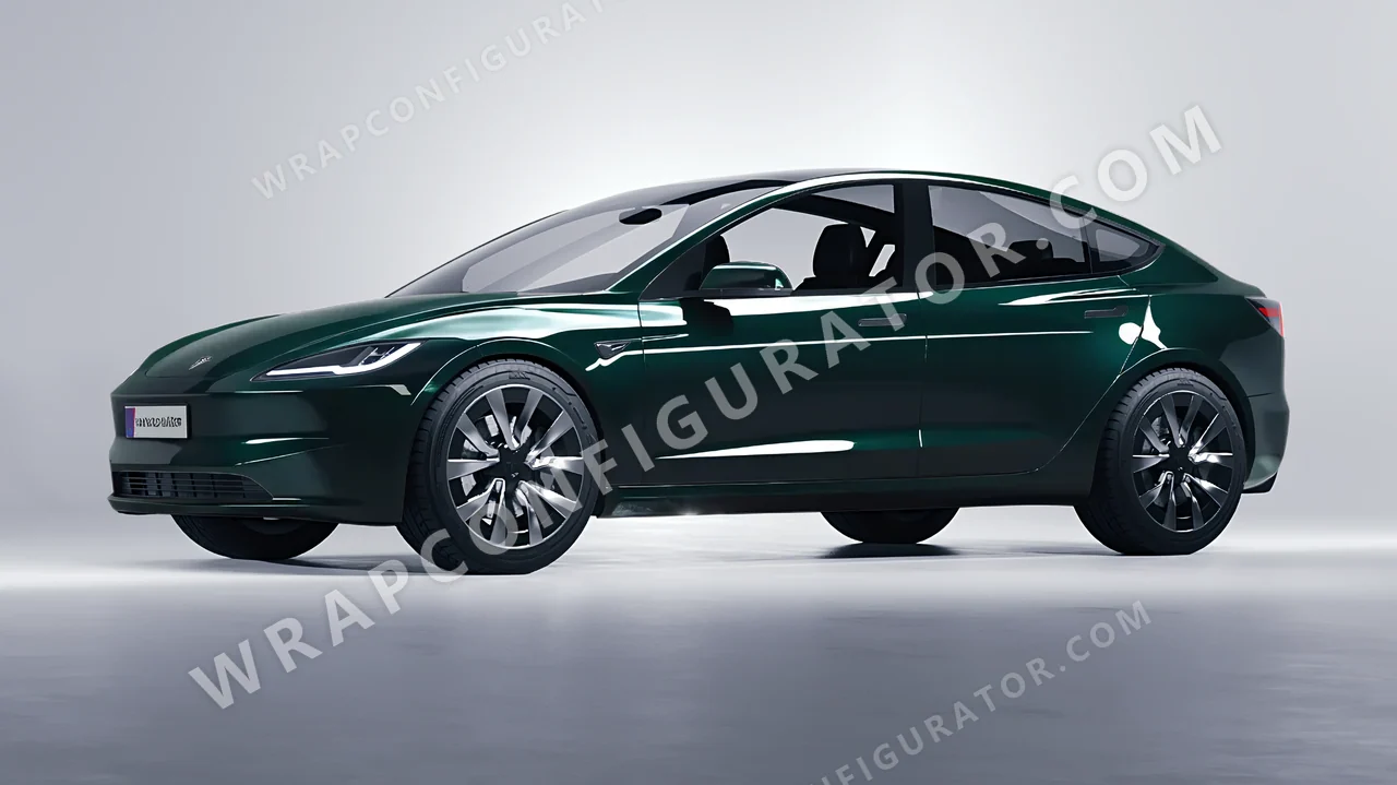 Green Tesla Model 3 2024 wrapped in Colourshield PPF by HyperPro Sacramento Green HGF35-P