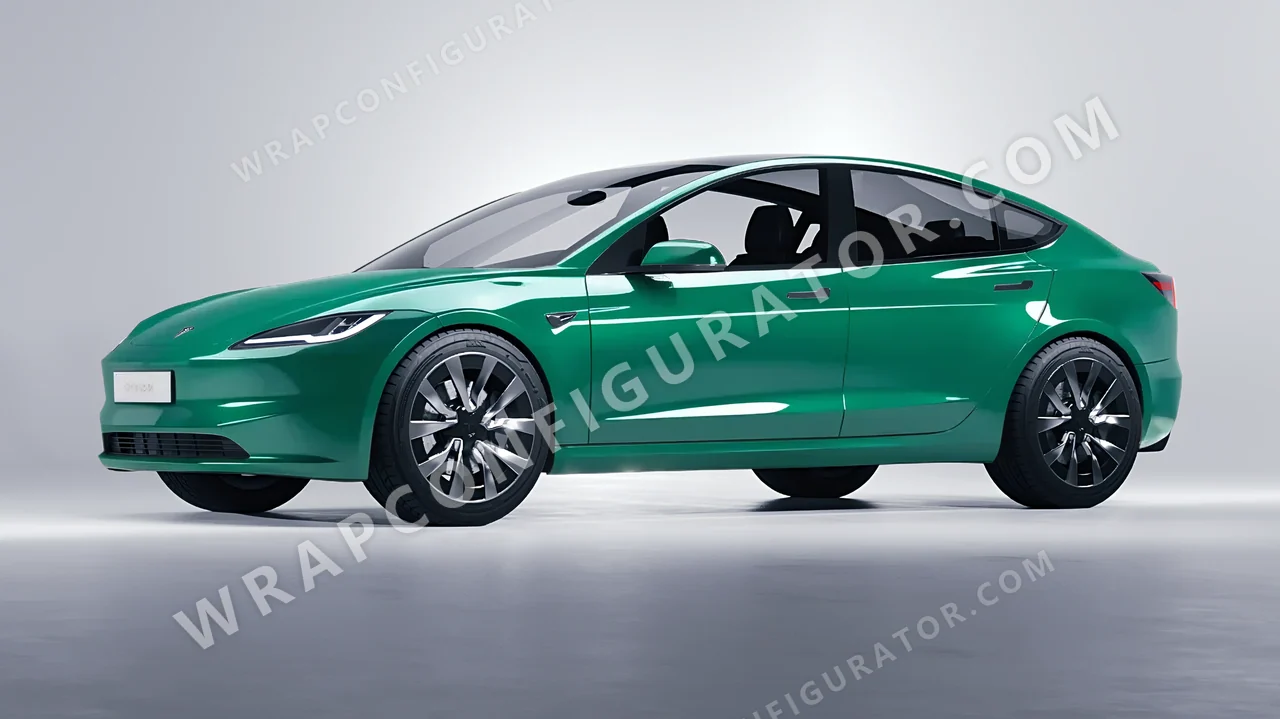 Green Tesla Model 3 2024 wrapped in Colourshield PPF by HyperPro Sea Green HGF79-P