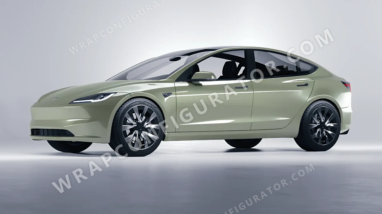 Green Tesla Model 3 2024 wrapped in Colourshield PPF by HyperPro Shadow Green HGM71-P