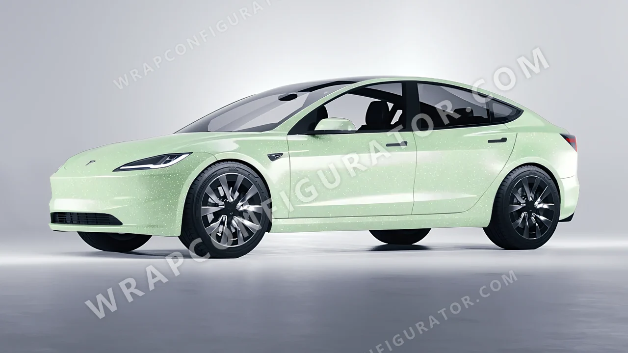 Green Tesla Model 3 2024 wrapped in Colourshield PPF by HyperPro Spring Green GPF08-P