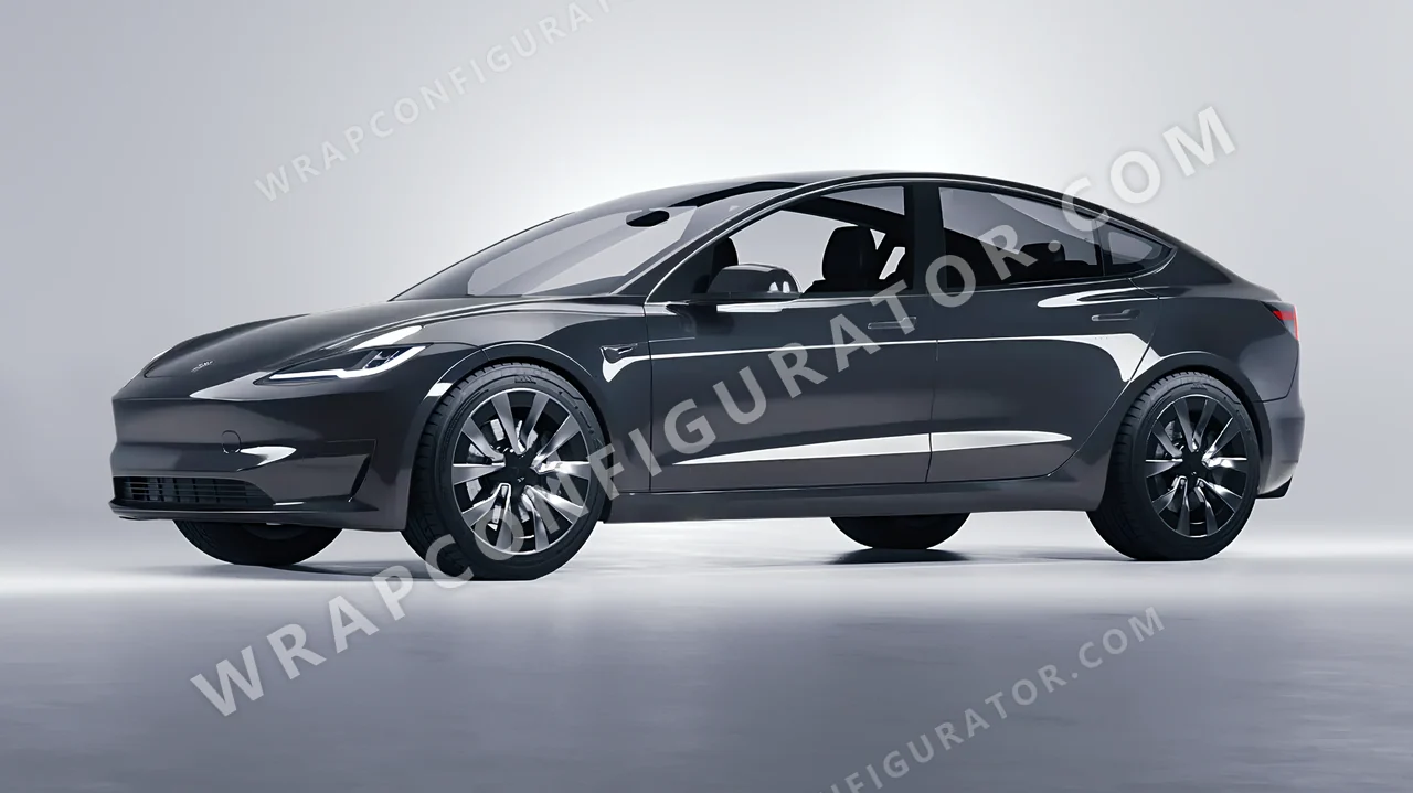 Grey Tesla Model 3 2024 wrapped in 3M Gloss Anthracite G201