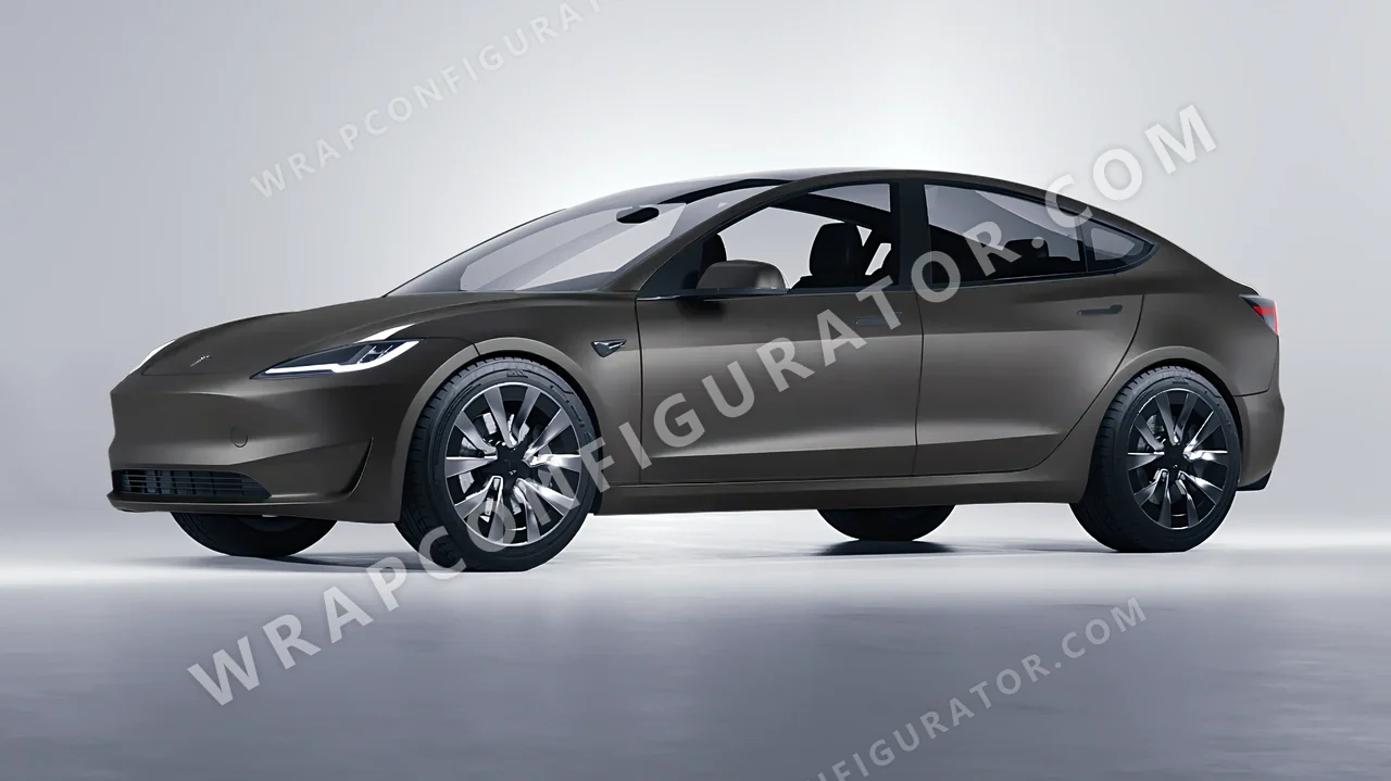 Grey Tesla Model 3 2024 wrapped in 3M Matte Charcoal Metallic M211