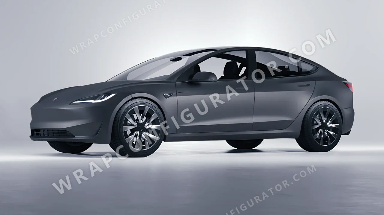 Grey Tesla Model 3 2024 wrapped in 3M Matte Dark Gray M261