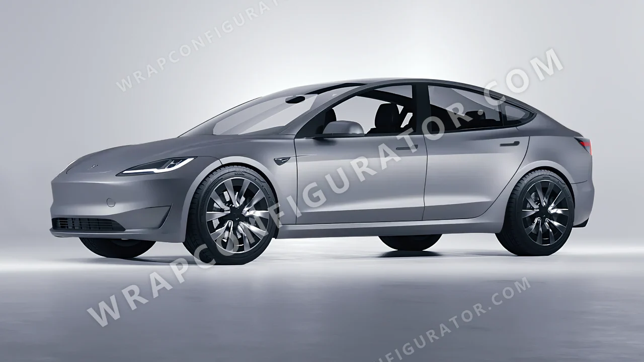 Grey Tesla Model 3 2024 wrapped in 3M Matte Gray Aluminum M230