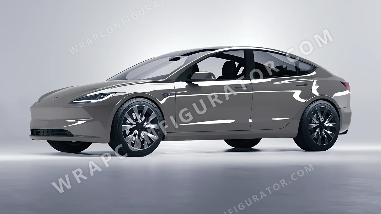 Grey Tesla Model 3 2024 wrapped in 3M Nardo Gray HG61