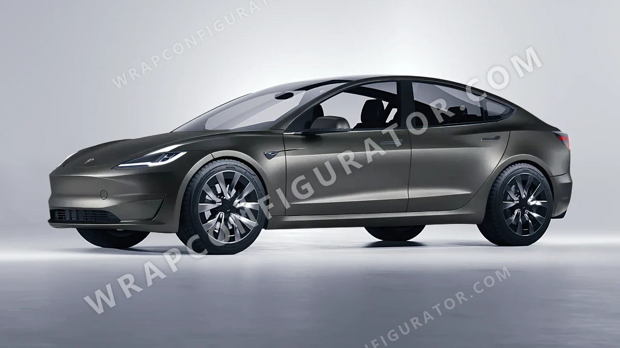 Grey Tesla Model 3 2024 wrapped in Avery Dennison Dark Grey SW900-854-M